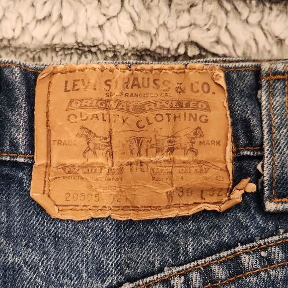 High waist upcycled, vintage, Orange Tab Levi's jean shorts size 28 - Picture 7 of 10